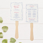Whimsical Wavy Border & Script Wedding Programm Fächer
