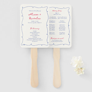 Whimsical Wavy Colorful Border Wedding Programm Fächer
