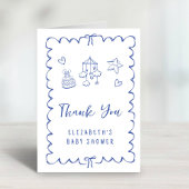 Whimsical Wavy Frame Baby Boy Dusche Dankeskarte