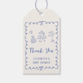 Whimsical Wavy Frame Baby Boy Dusche Vielen Dank Geschenkanhänger (Vorderseite)