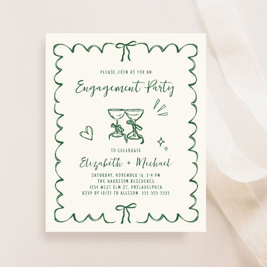 Whimsical Wavy Frame Engagement Party Invitation