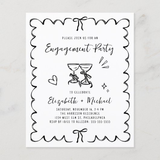 Whimsical Wavy Frame Engagement Party Invitation (Vorderseite)