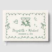Whimsical Wavy Frame Hand Drawn Wedding Gästebuch (Vorderseite)