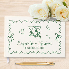 Whimsical Wavy Frame Hand Drawn Wedding Gästebuch
