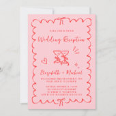 Whimsical Wavy Frame Photo Wedding Reception Einladung (Vorderseite)