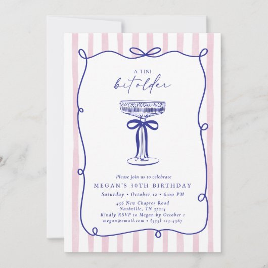Whimsical Wavy Frame Tini Bit älter als 30. Geburt Einladung (Vorderseite)