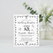 Whimsical Wavy Frame Wedding Reception Invitation (Stehend Vorderseite)