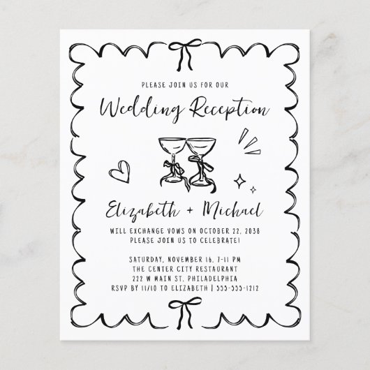 Whimsical Wavy Frame Wedding Reception Invitation (Vorderseite)