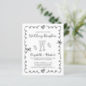 Whimsical Wavy Frame Wedding Reception Invitation (Stehend Vorderseite)