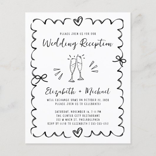 Whimsical Wavy Frame Wedding Reception Invitation (Vorderseite)