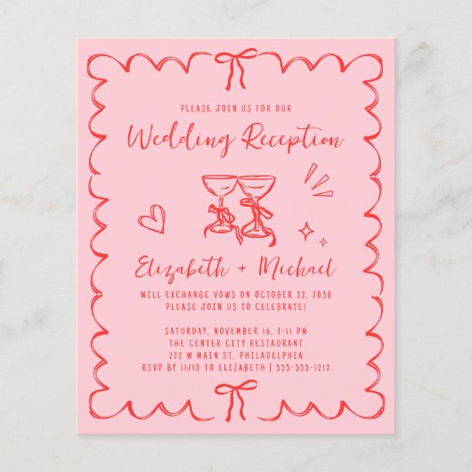 Whimsical Wavy Frame Wedding Reception Invitation (Vorderseite)