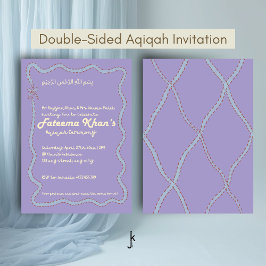 Whimsical Wavy of Light Purple Soft Blue Aqiqah Einladung