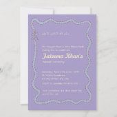 Whimsical Wavy of Light Purple Soft Blue Aqiqah Einladung (Vorderseite)