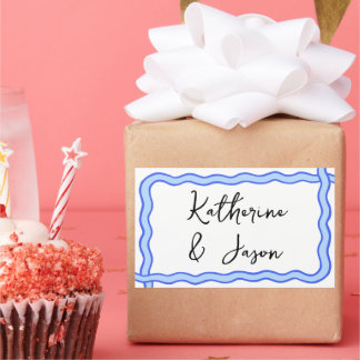 Whimsical Wavy Retro Groovy Danke, Geschenk Rechteckiger Aufkleber