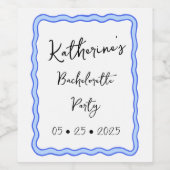 Whimsical Wavy Retro Groovy Junggeselinnen-Abschie Weinetikett (Einzelnes Label)