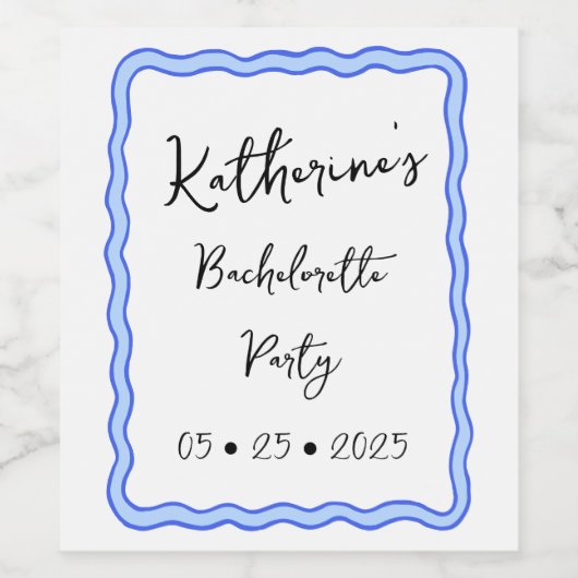 Whimsical Wavy Retro Groovy Junggeselinnen-Abschie Weinetikett (Einzelnes Label)