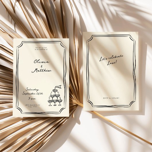 Whimsical Wedding Champagne Tower Einladung