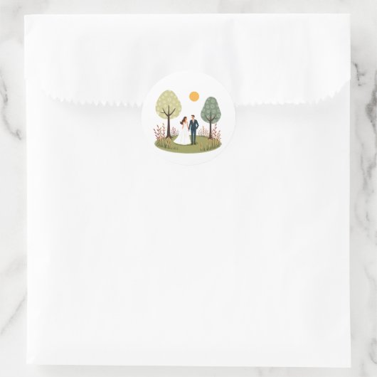 Whimsical Wedding Couple Sticker (Tasche)