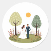 Whimsical Wedding Couple Sticker (Vorderseite)