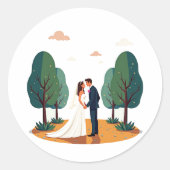 Whimsical Wedding Couple Sticker (Vorderseite)