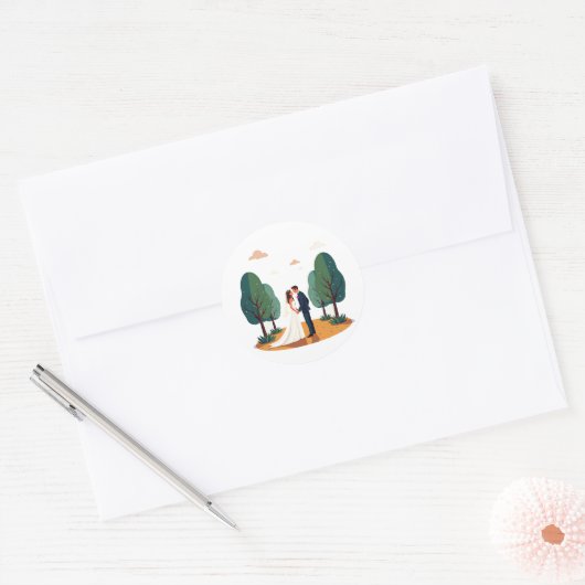 Whimsical Wedding Couple Sticker (Umschlag)