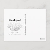 Whimsical Wedding Danke Typografie Drei Foto Postkarte (Rückseite)