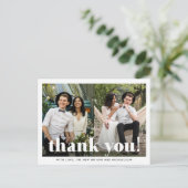 Whimsical Wedding danke Typografie Zwei Foto Postkarte (Stehend Vorderseite)
