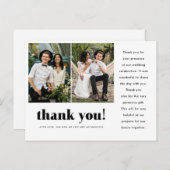 Whimsical Wedding danke Typografie Zwei Foto Postkarte (Vorne/Hinten)