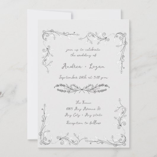 Whimsical  Wedding Dinner Einladung (Vorderseite)