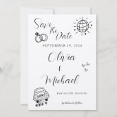 Whimsical Wedding Einladung mit spielerischen Icon (Vorderseite)