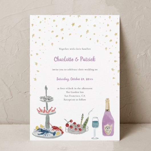 Whimsical Wedding Einladung von Hand gezeichnet Wa