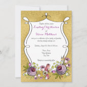 Whimsical Wedding Invite | IMITATE Goldfolie, Blum Einladung (Vorderseite)