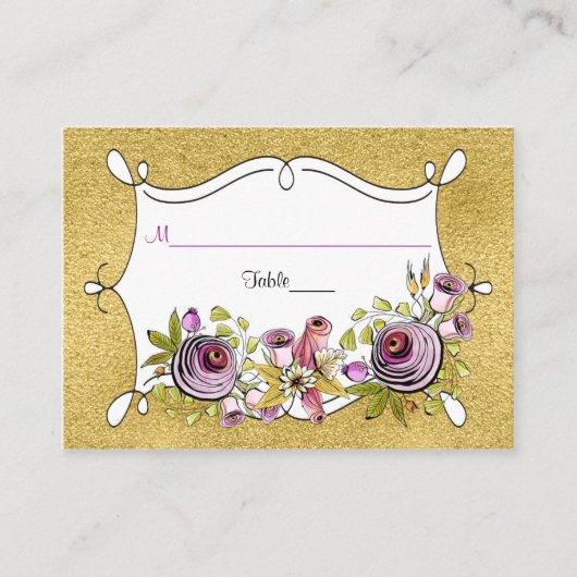Whimsical Wedding Platzkarte | IMITATE Gold Foil (Vorderseite)