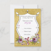 Whimsical Wedding RSVP | IMITATE Goldfolie, Blume Einladung (Vorderseite)