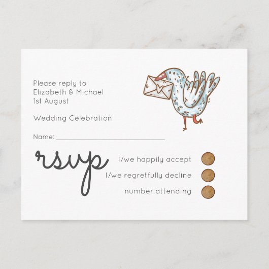 Whimsical Wedding RSVP Postcard Einladungspostkarte (Vorderseite)