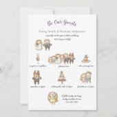 Whimsical Wedding Timeline Doodle Art Einladungen (Vorderseite)
