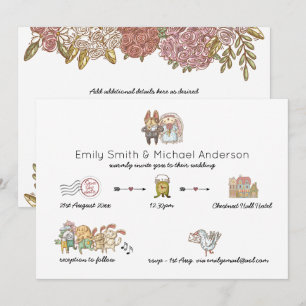 Whimsical Wedding Timeline Doodle Art Einladungen