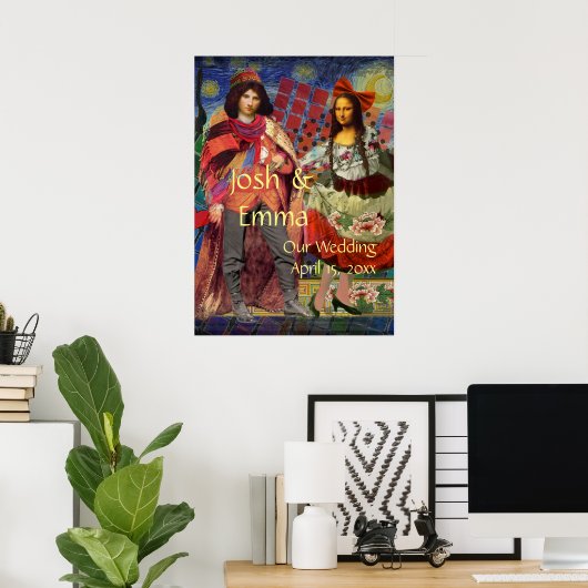 Whimsical Wedle Couple Poster Funny (Heimbüro)