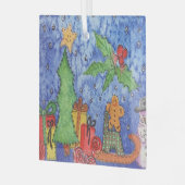 Whimsical Weihnachten Cheer Aquarellmalerei Ornament Aus Glas (Vorderseite links)