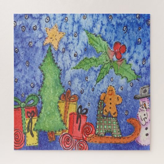 Whimsical Weihnachten Cheer Aquarellmalerei Puzzle (Vertikal)