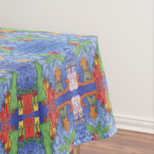 Whimsical Weihnachten Cheer Aquarellmalerei Tischdecke