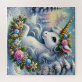 Whimsical Weihnachten Einhorn mit Kranz Puzzle (Horizontal)