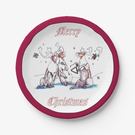 Whimsical Weihnachten singen Karibik Servieren Pappteller (Vorderseite)