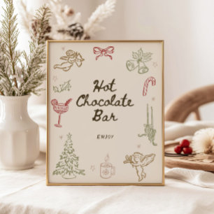 Whimsical Weihnachts-Brautparty Heiße Schokolade Poster