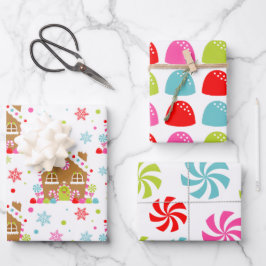 Whimsical Weihnachts Candy Patterns Geschenkpapier Set