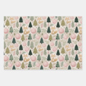 Whimsical Weihnachtsbaum mit Winterfuchs Pastell Geschenkpapier Set (Vorderseite)