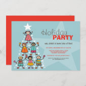 Whimsical Weihnachtsbaum Niedlich Kids Holiday Par Einladung (Vorne/Hinten)