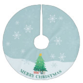 Whimsical Weihnachtsbaum Schnee Frohe Weihnachten Polyester Weihnachtsbaumdecke (Vorderseite)