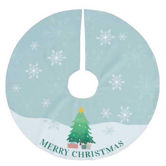 Whimsical Weihnachtsbaum Schnee Frohe Weihnachten Polyester Weihnachtsbaumdecke (Vorderseite)