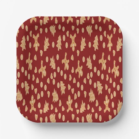 Whimsical Weihnachtsbaum und Gingerbreadman Patter Pappteller (Vorderseite)